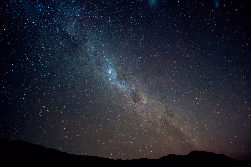 Beautiful colorful Milky way and starlight at night on the mountain at Lake Tekapo, South Island, New Zealand,