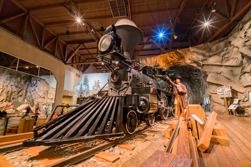 Sacramento, FEB 22: Interior view of the California State Railroad Museum on FEB 22, 2018 at Sacramento, California
