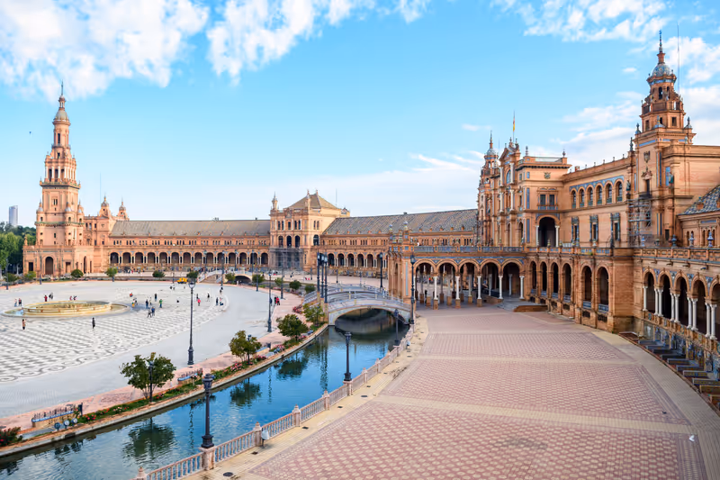 beautiful square of plaza de espaÃ±a in seville, Spain