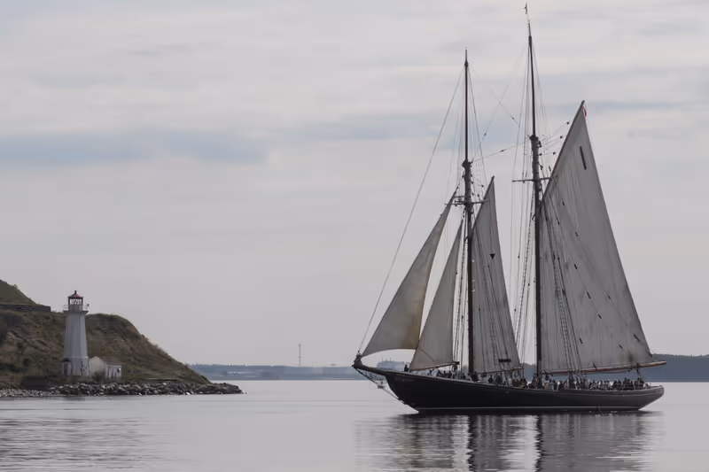 Halifax, Nova Scotia / Canada - September 09, 2016: The Bluenose II built in Lunenberg, NS shown here in the Halifax Harbour.
