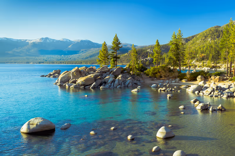 USA, Nevada, Washoe County, Sand Harbor State Park. A swimming cove on the shores of Lake Tahoe.