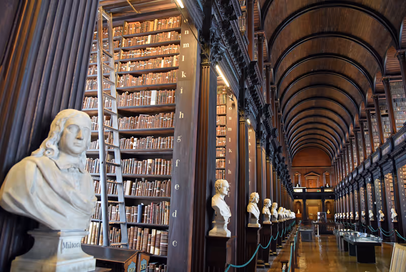 Dublin, Ireland - May 30, 2017: The Long Room in the Old Library at Trinity College Dublin.