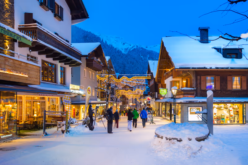 ST. ANTON, AUSTRIA ; JANUARY 16, 2016 : View of main street in winter resort St. Anton, Austria.