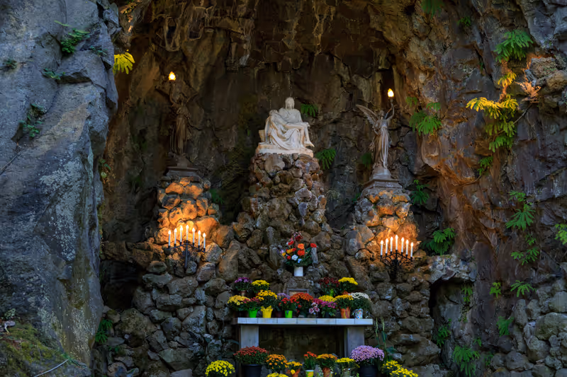 Portland, Oregon - Sep 24, 2018 : The Grotto, is a Catholic outdoor shrine and sanctuary located in the Madison South district of Portland, Oregon, United States