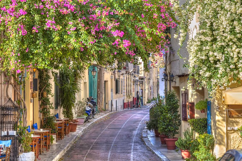 Traditional houses in Plaka area under Acropolis ,Athens,Greece