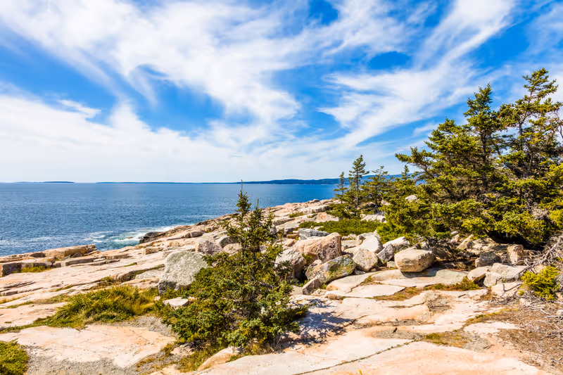 Schoodic Peninsula on the Atlantic Ocean in Acadia National Park on the coast of Maine in the United States