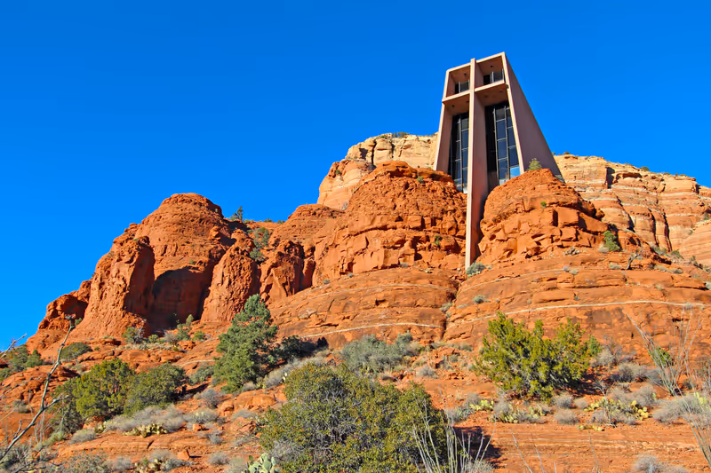 The Chapel of the Holy Cross set among red rocks in Sedona, Arizona
