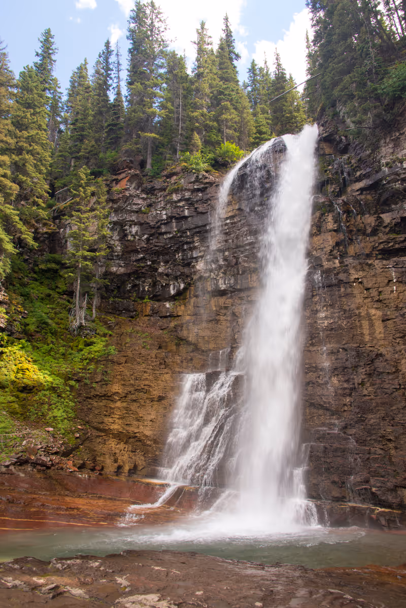USA, Montana, Glacier National Park. Picturesque Virginia Falls reached via St Mary Falls trail.