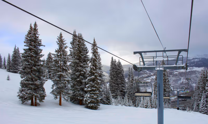 Ski lift in Vail Colorado on a cloudy day