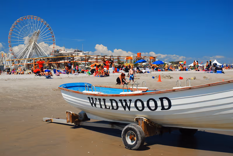 Wildwood, NJ, USA August 24 A sunny Summer's day brings crowds to the Jersey Shore, as seen in Wildwood, New Jersey
