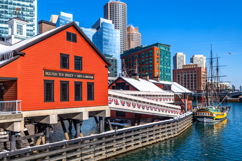Boston, USA- March 08, 2019: The Boston Tea Party Ships and Museum is enlightening adventure as journey back in time to December 16, 1773, when the colonists marched on board the tea