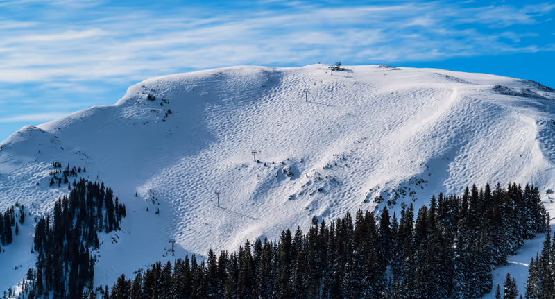 Kachina Peak above Taos New Mexico a snow covered winter sport wonderland of extreme terrain and steep slopes
