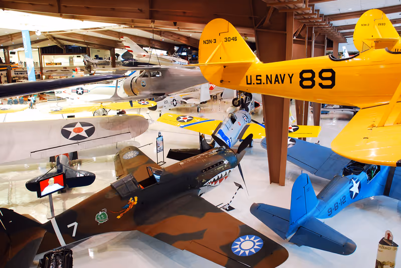 Pensacola, FL, USA September 18, World War II era planes on display at the Museum of Naval Aviation in Pensacola, Florida