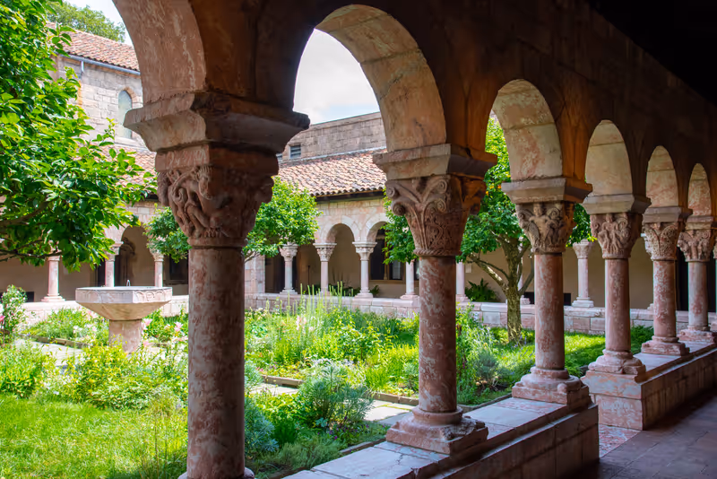 New York City, NY, USA- July 2nd 2019- European medieval cloister at the Met Cloisters in Washington heights in Manhattan