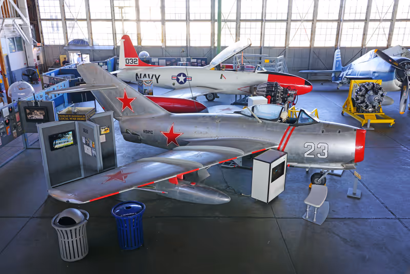 LOWER TOWNSHIP, NJ -8 SEP 2019- View of the Naval Air Station Wildwood Aviation Museum, a World War II aviation museum in Cape May County Airport (WWD) near Rio Grande, New Jersey.