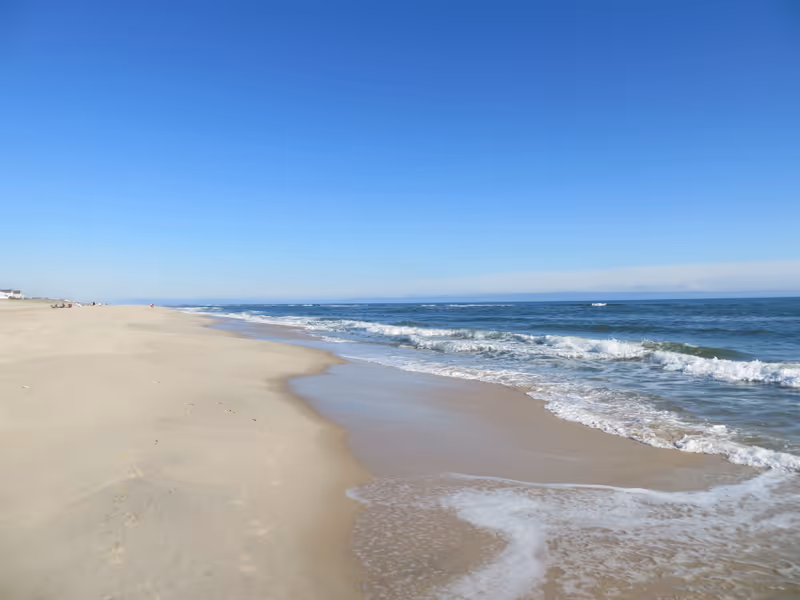 Clear blue sky at Cooper's Beach In Southampton