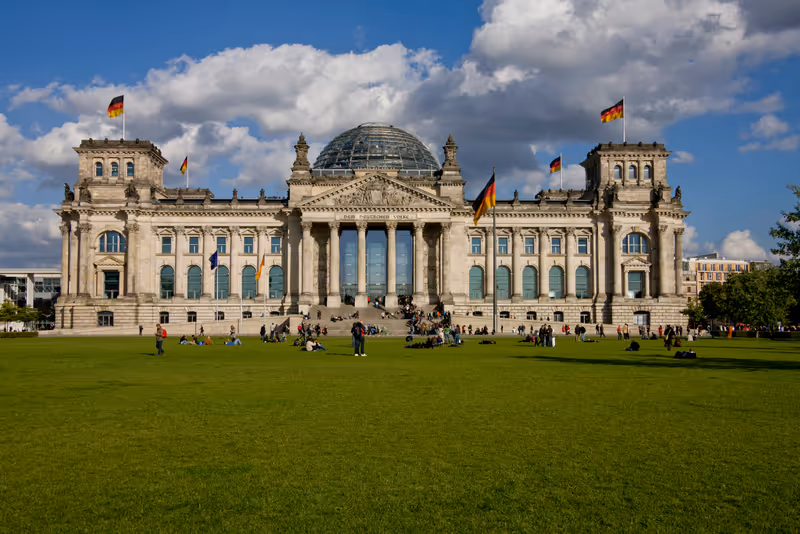 Reichstag building seen from the west, Berlin, Germany