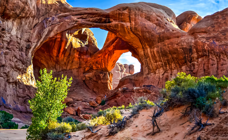 Red rock canyon arch mountain landscape in Nevada desert