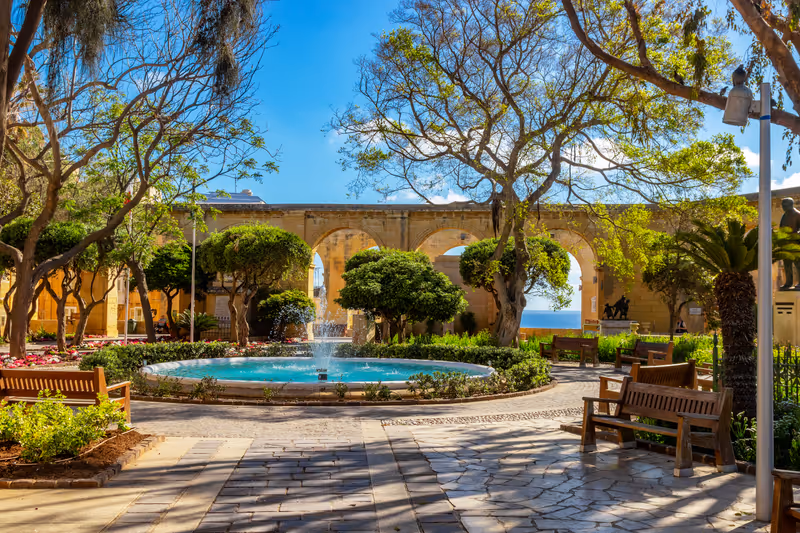 Fountain in Upper Barrakka Gardens, Valletta, Malta