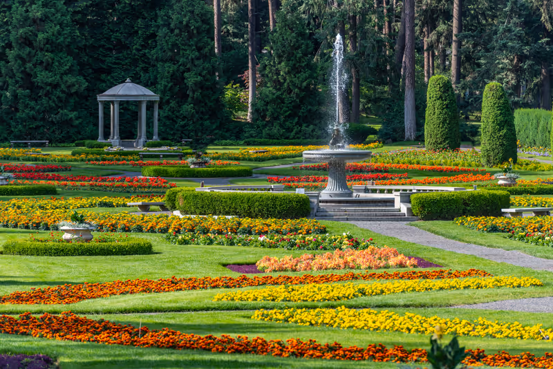 Flower Garden with Water Fountain
