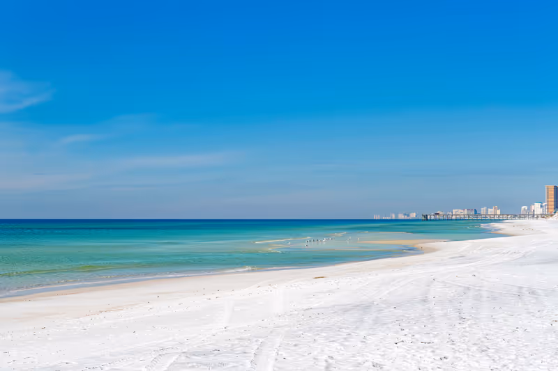 panama city beach and the gulf of mexico, looking west from st. andrews state park