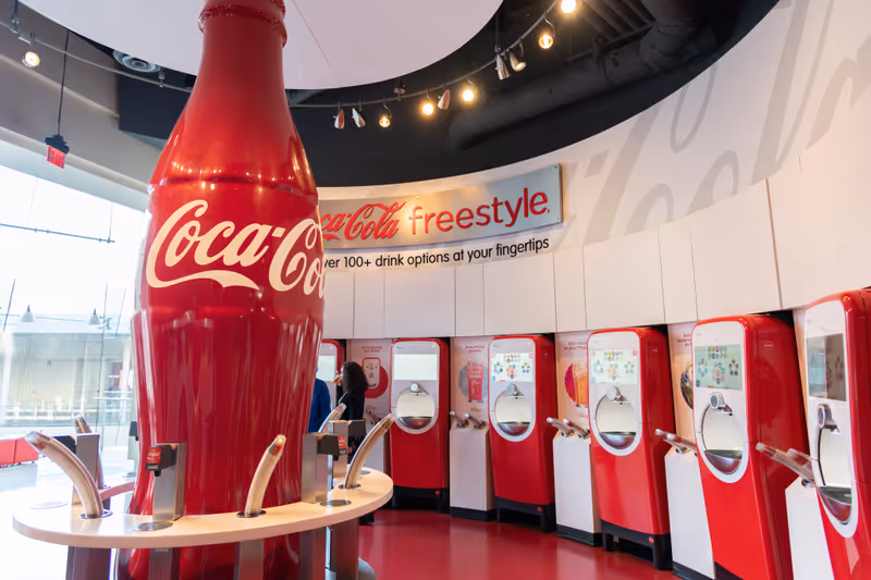 Atlanta, Georgia: December 20, 2019: World of Coca-Cola museum in the city of Atlanta. The world of Coca-Cola museum opened on August 3, 1990.