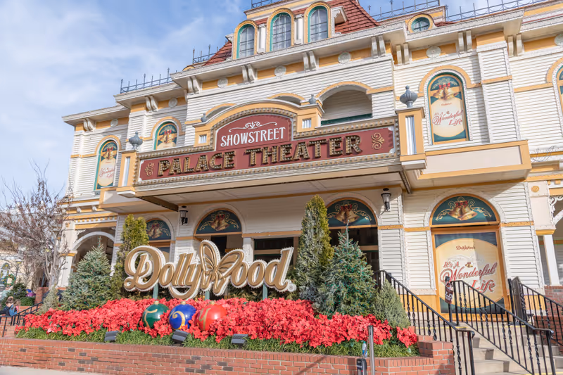 Pigeon Forge, TN: December 28, 2019: Dollywood theme park in the city of Pigeon Forge. Dollywood is a major tourist attraction in Tennessee.