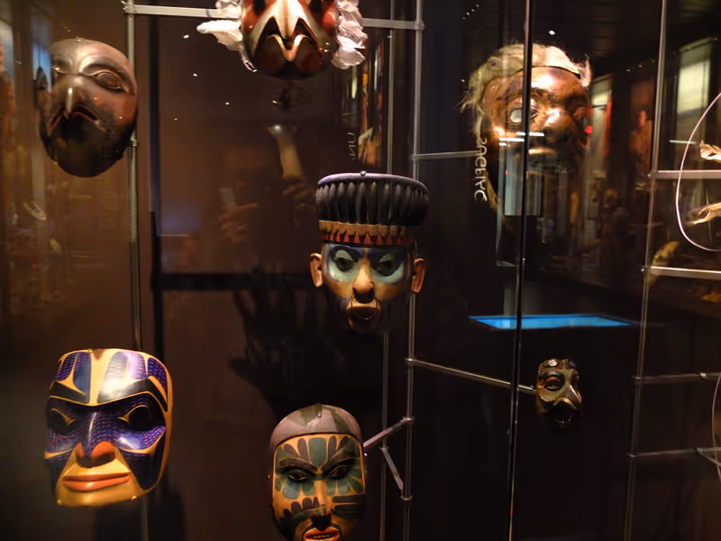 Anchorage, Alaska - USA - 15th September 2018: Alaskan first nations' traditional mask in Anchorage Museum