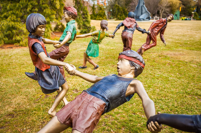 Hamilton, NJ / USA: 3/28/2015 - Kids sculpture at Grounds for sculptures art center