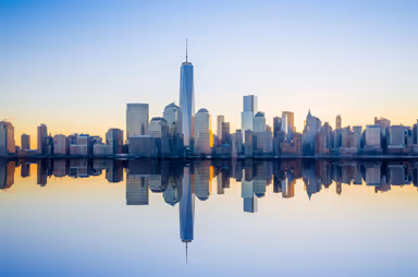 Manhattan Skyline from Jersey at twilight, New York City