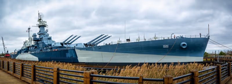 Wilmington, North Carolina/USA August 5 2019: USS North Carolina (BB-55)