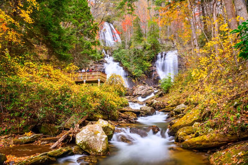 Anna Ruby Falls, Georgia, USA in autumn.