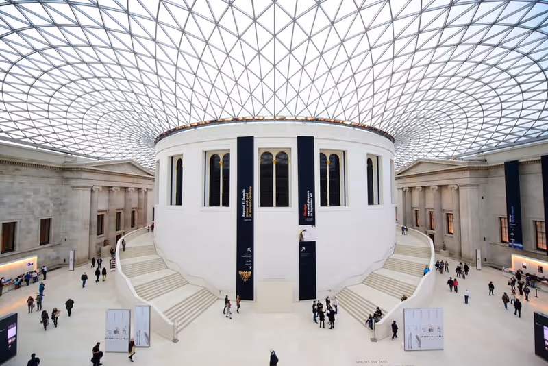LONDON, UK - Oct 22: British Museum interior on October 22, 2013 in London, UK. Established in 1753 with collection of 8 million, it is among the largest in the world.
