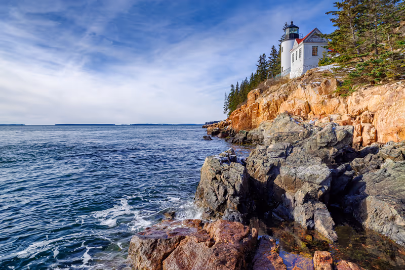 Historic landmark Bass Harbor Head Light in Mount Desert Island, Maine, United States