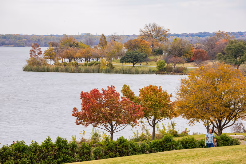 Dallas, NOV 24 2021, Overcast view of the Dallas Arboretum and Botanical Garden