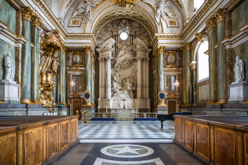 Sweden, Stockholm, Gamla Stan, Old Town, Royal Palace, palace chapel, interior (Editorial Use Only)