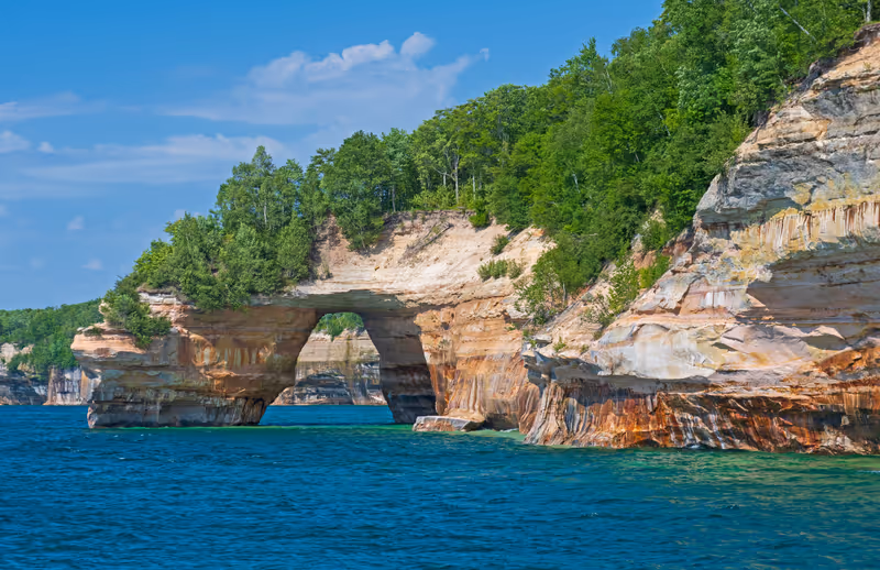 Lovers Leap Graceful Sandstone Arch on the Great Lakes in Pictured Rocks National Lakeshore in Michigan