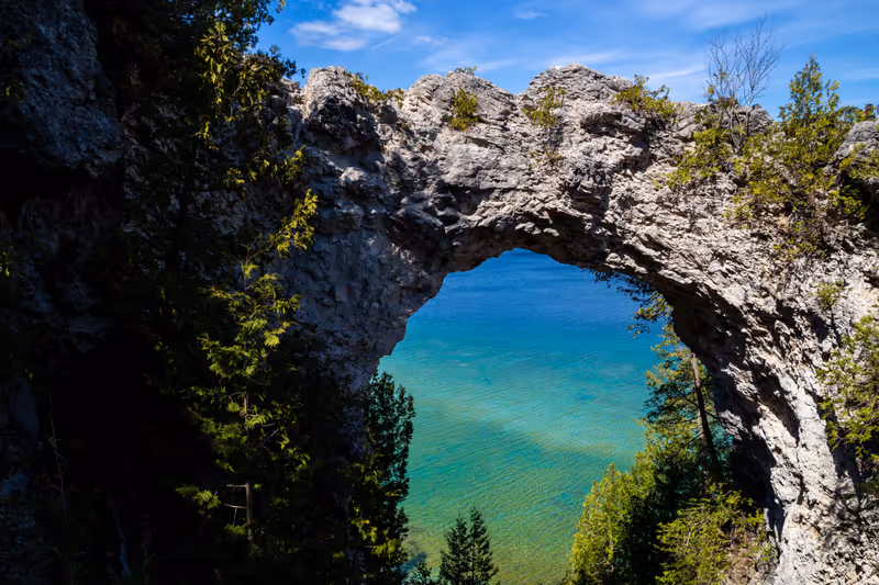 Arch Rock. Mackinac Island, Michigan. Natural phenomenon.