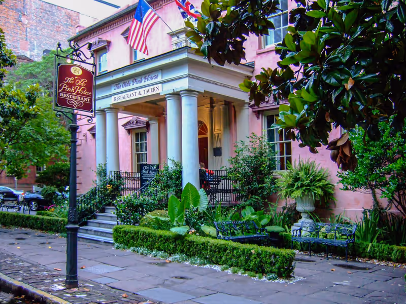 The Olde Pink House restaurant on Abercorn Street, Savannah, Georgia on 15 May 2012