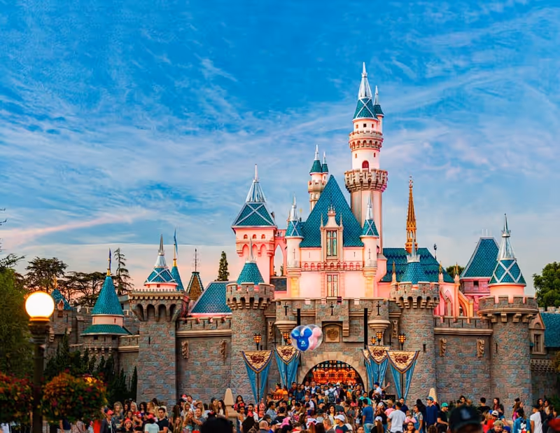 Anaheim, United States of America - October 23, 2016: Legendary Disney castle of sleeping beauty in Disneyland