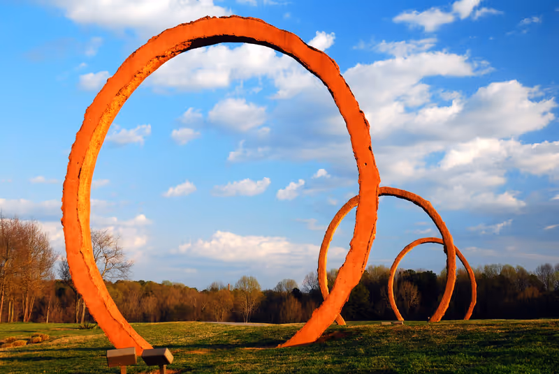 Raleigh, NC, USA March 14, 2012 The large circular ring sculpture Gyre on the park grounds of the North Carolina Museum of Art in Raleigh