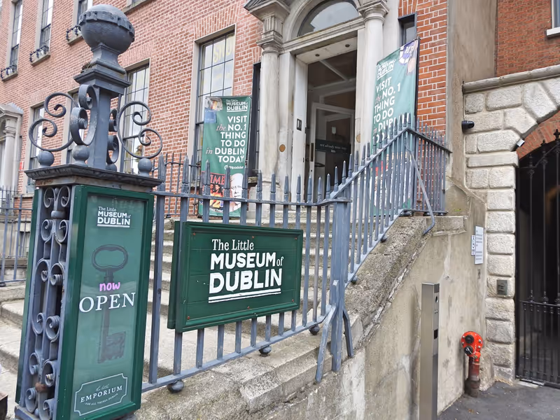 7th July 2023, Dublin Ireland. The Little Museum of Dublin entrance on St Stephen's Green, Dublin, city centre.
