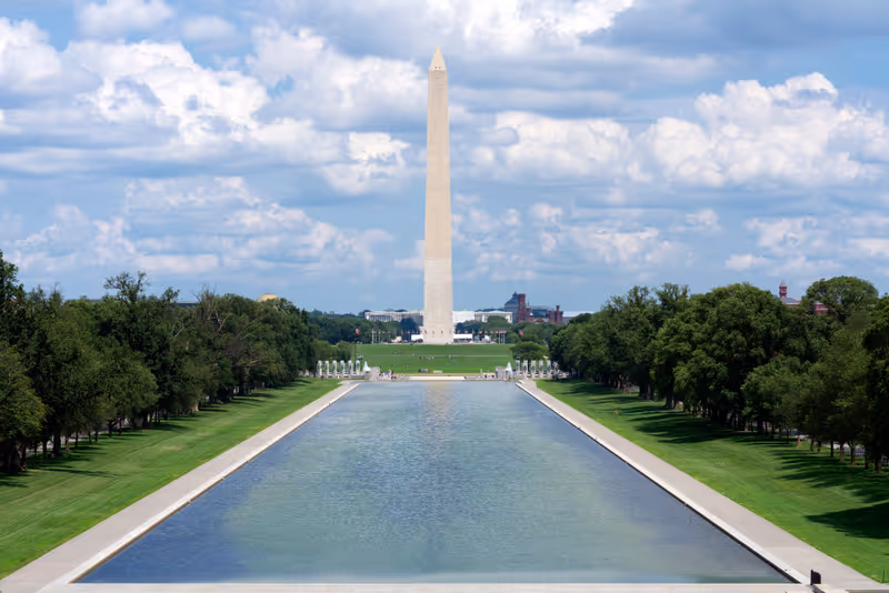 Whashington DC - JULY 10, 2023: View of famous Washington Monument on July 10, 2023 in Washington DC