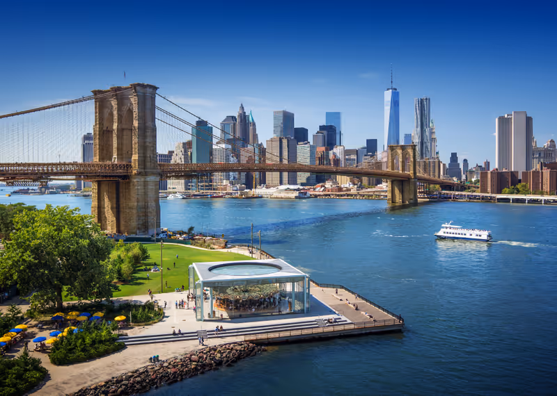 Brooklyn Bridge in New York City - aerial view