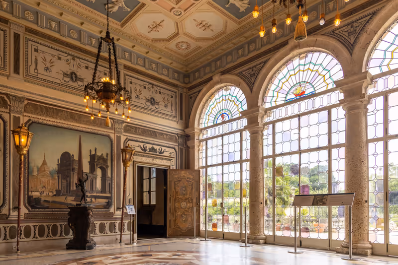 Miami, Florida - August 25th, 2023: Interior of Villa Vizcaya Museum, italian architecture room.