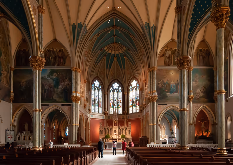 SAVANNAH, USA - DECEMBER 02, 2011: stained glass window, Cathedral Basilica of St. John the Baptist, Savannah, Georgia
