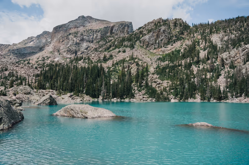 Lake Haiyaha Showing Its Intense Turquoise Color