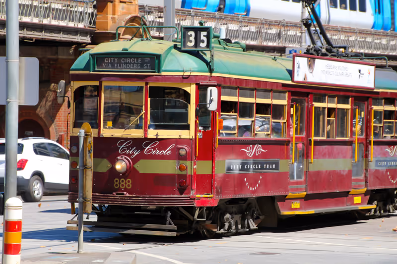 Traditional tram or Line 35 in Melbourne, Australia: - 06.04.2017