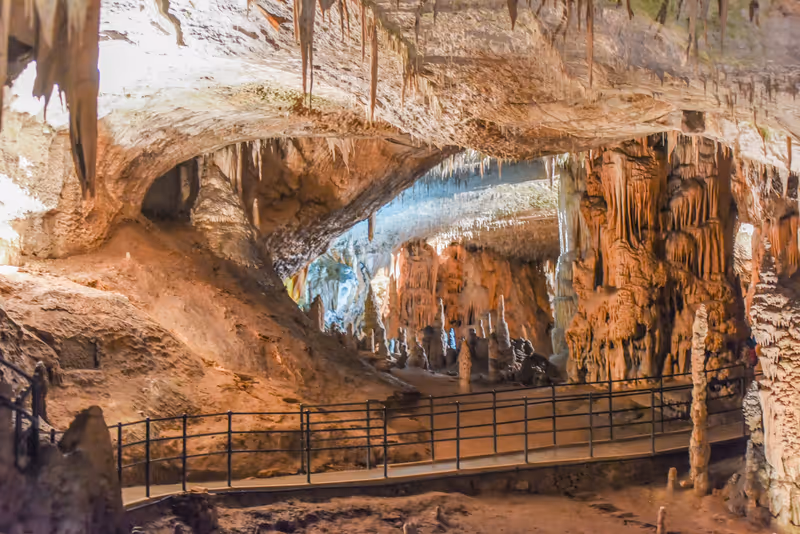 Landscape View Of The Beautiful And Amazing Stalactites On The Trails Of Postojna Cave Park, Postojna , Slovenia