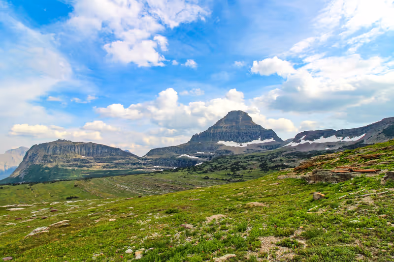 From Logan Pass, looking to Heavy Runner and Citadel Mountains of Glacier National Park, MT.
